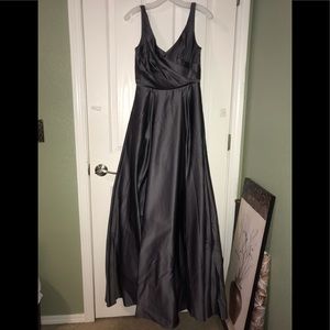 David’s Bridal- Long Satin Tank Ball Gown- Size 4